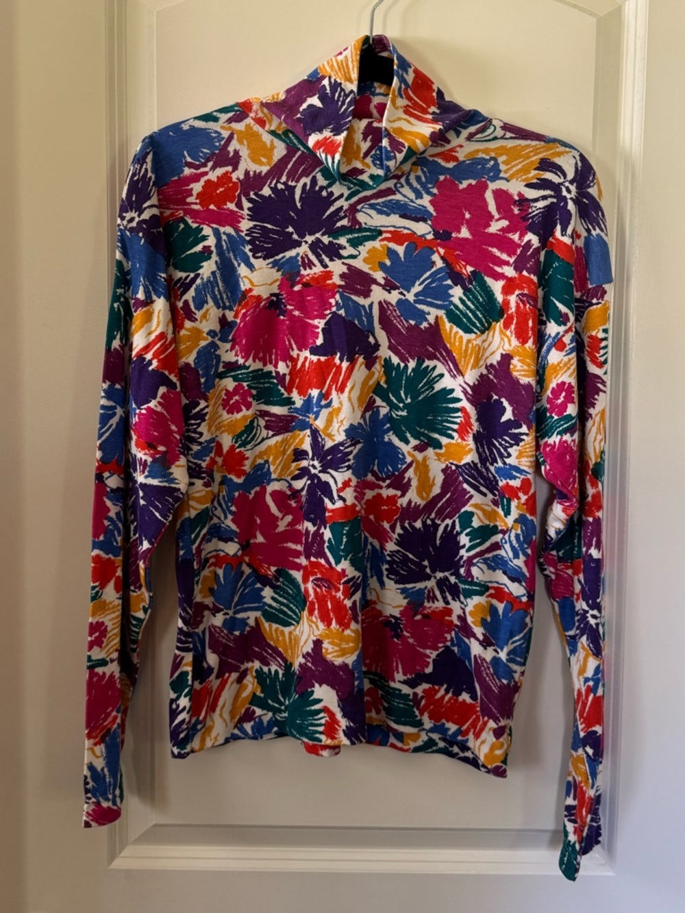 Vintage Trend Basics Colorful Mock Neck Long Sleeve Shirt